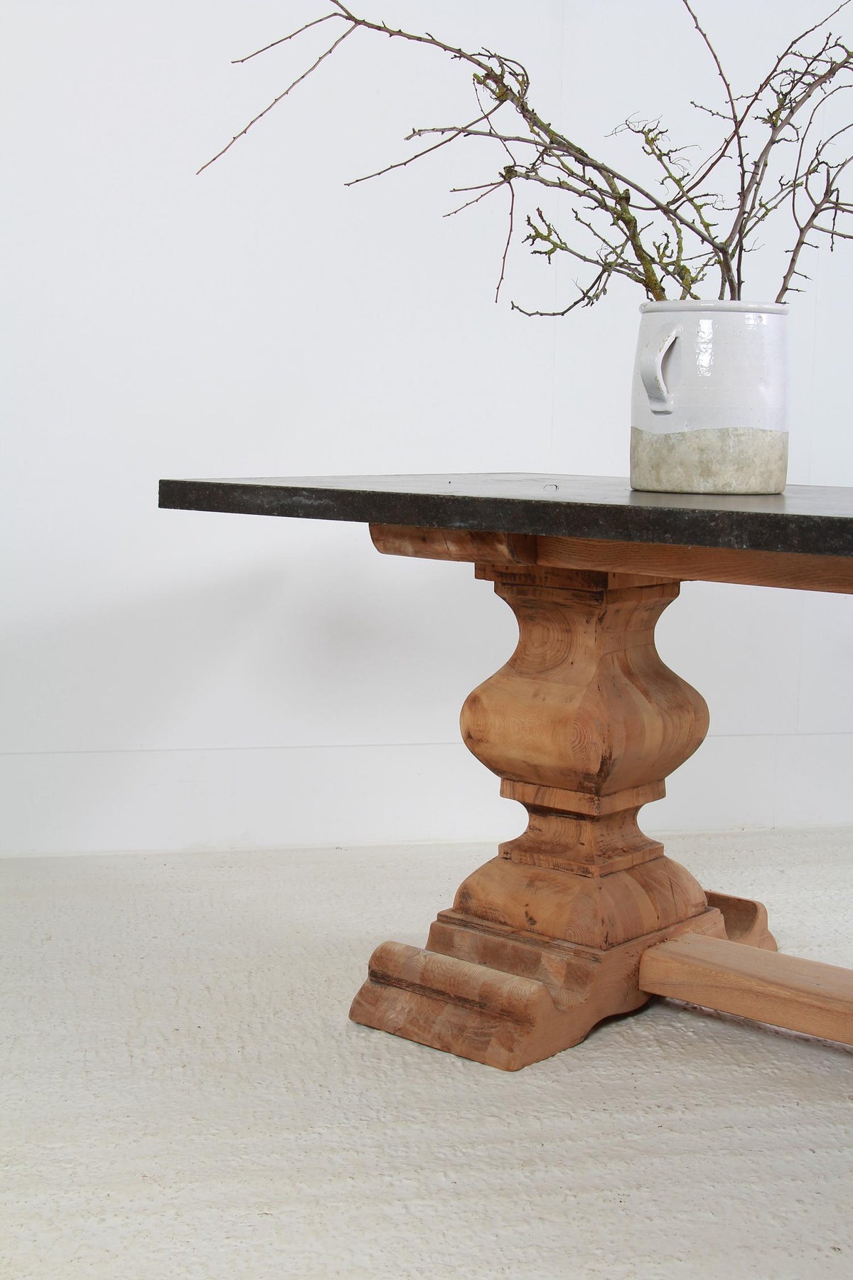 Magnificent Belgian Bluestone and Oak Dining Table