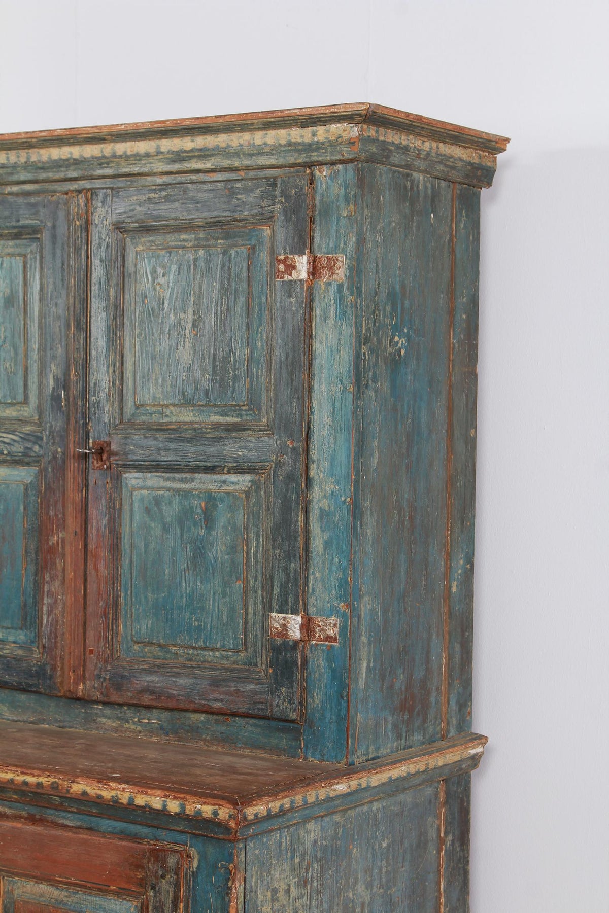 A Truly Exquisite Swedish 18thC Provincial Cabinet in Original Blue Paint