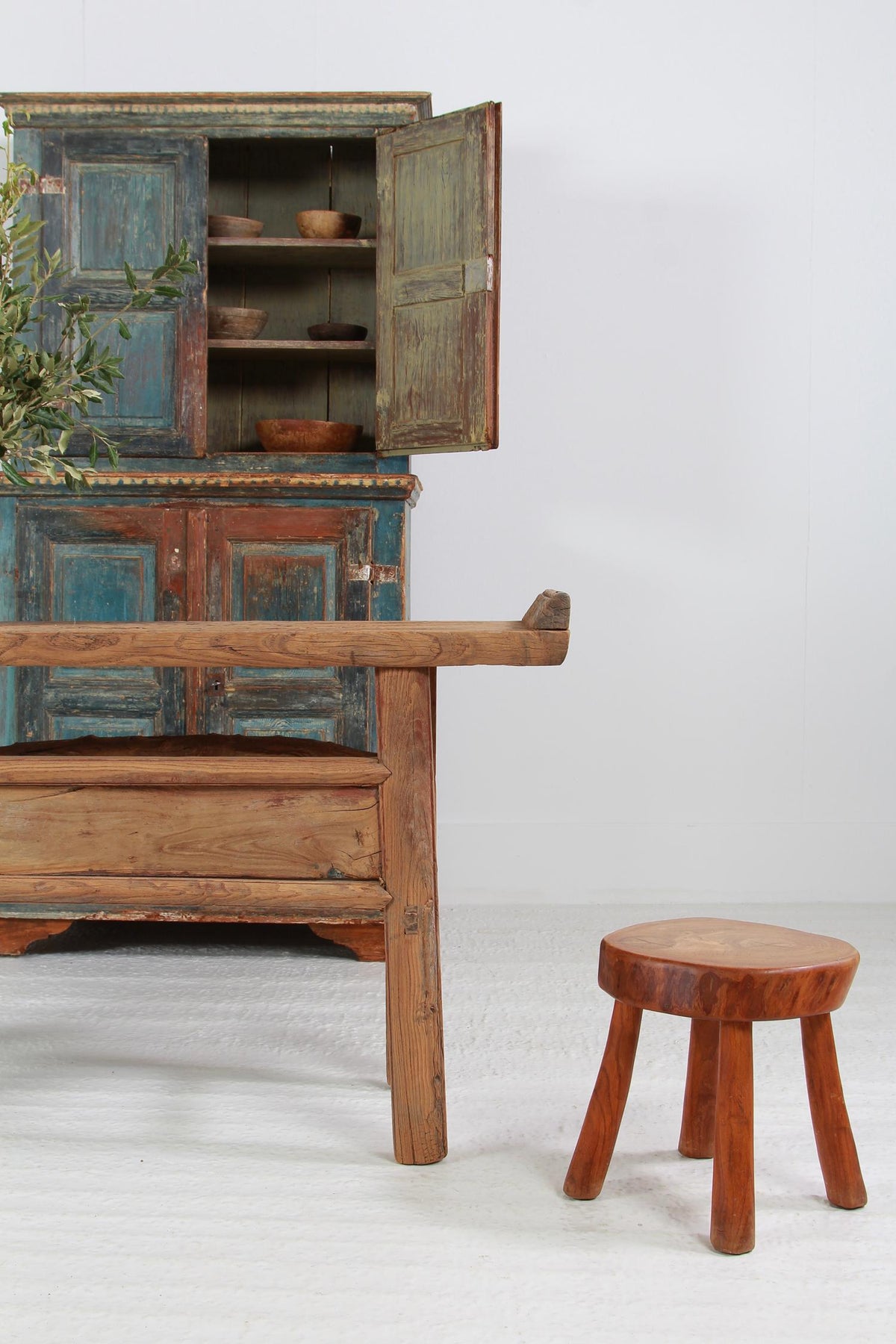 RUSTIC 18THC WABI-SABI  ELM CONSOLE  ALTAR  TABLE WITH charismatic patina