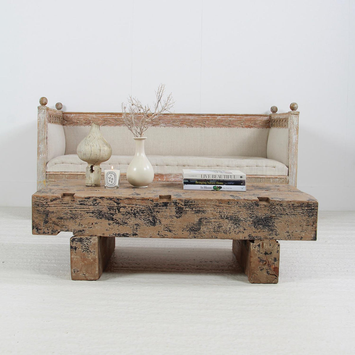 Rustic Brutalist Zen Wabi-Sabi Solid Wood Coffee Table