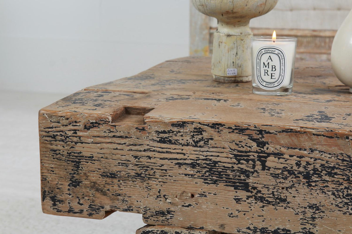 Rustic Brutalist Zen Wabi-Sabi Solid Wood Coffee Table