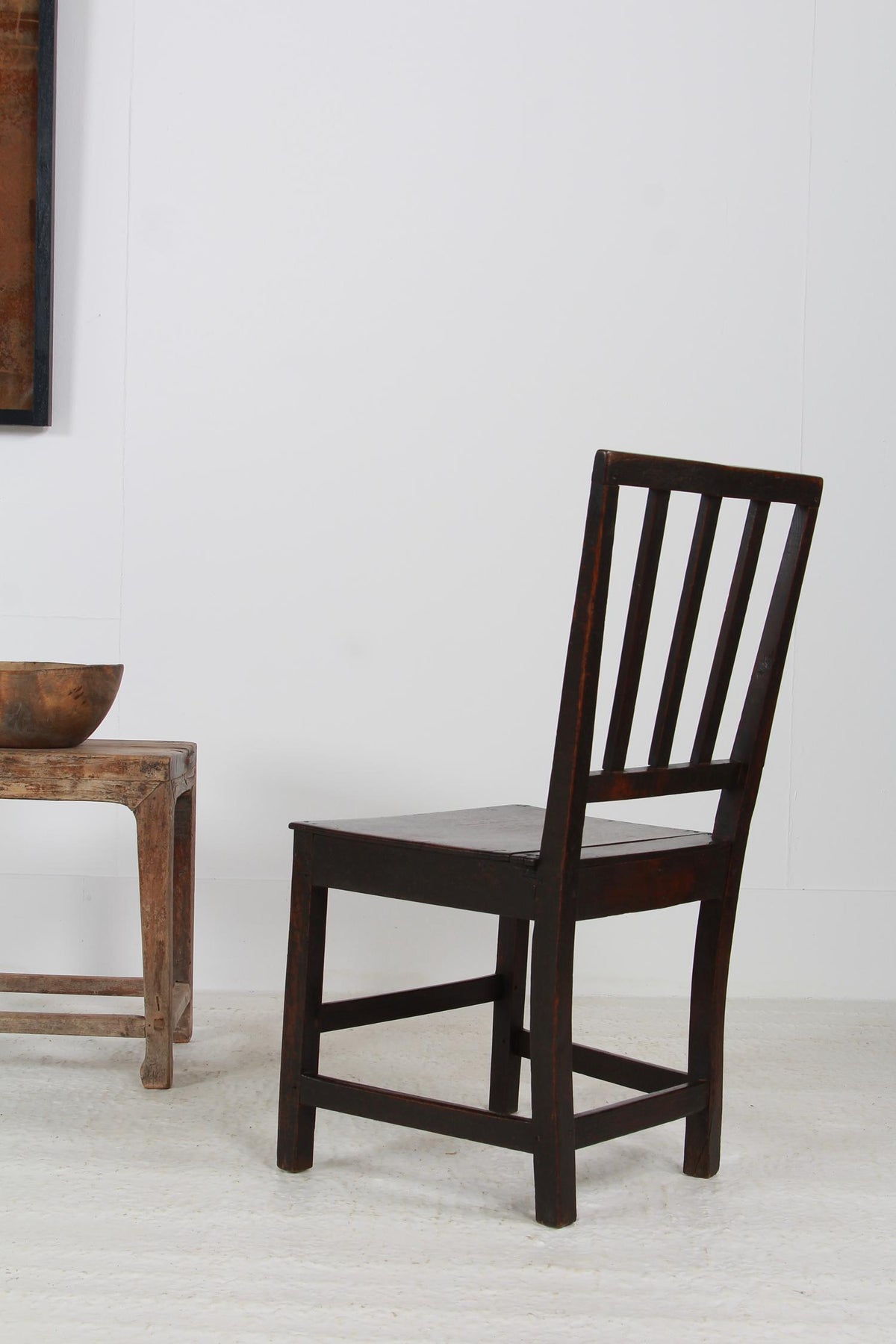 Simple English 19thC  Country Stick Back Oak Side Chair