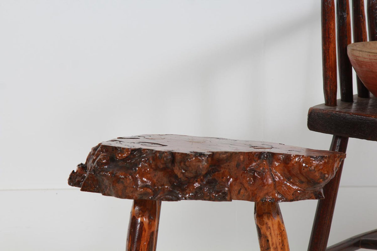 UNIQUE PETRIFIED GNARLY WOOD SIDE TABLE