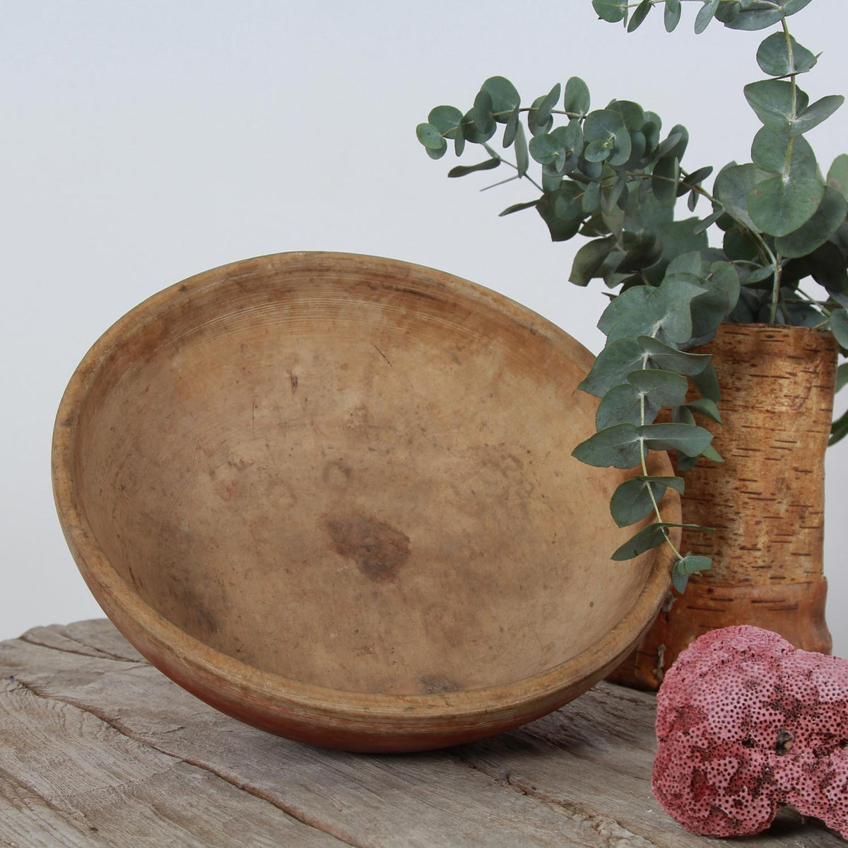 Mid-19th Century Authentic Swedish Turned Wooden Bowl