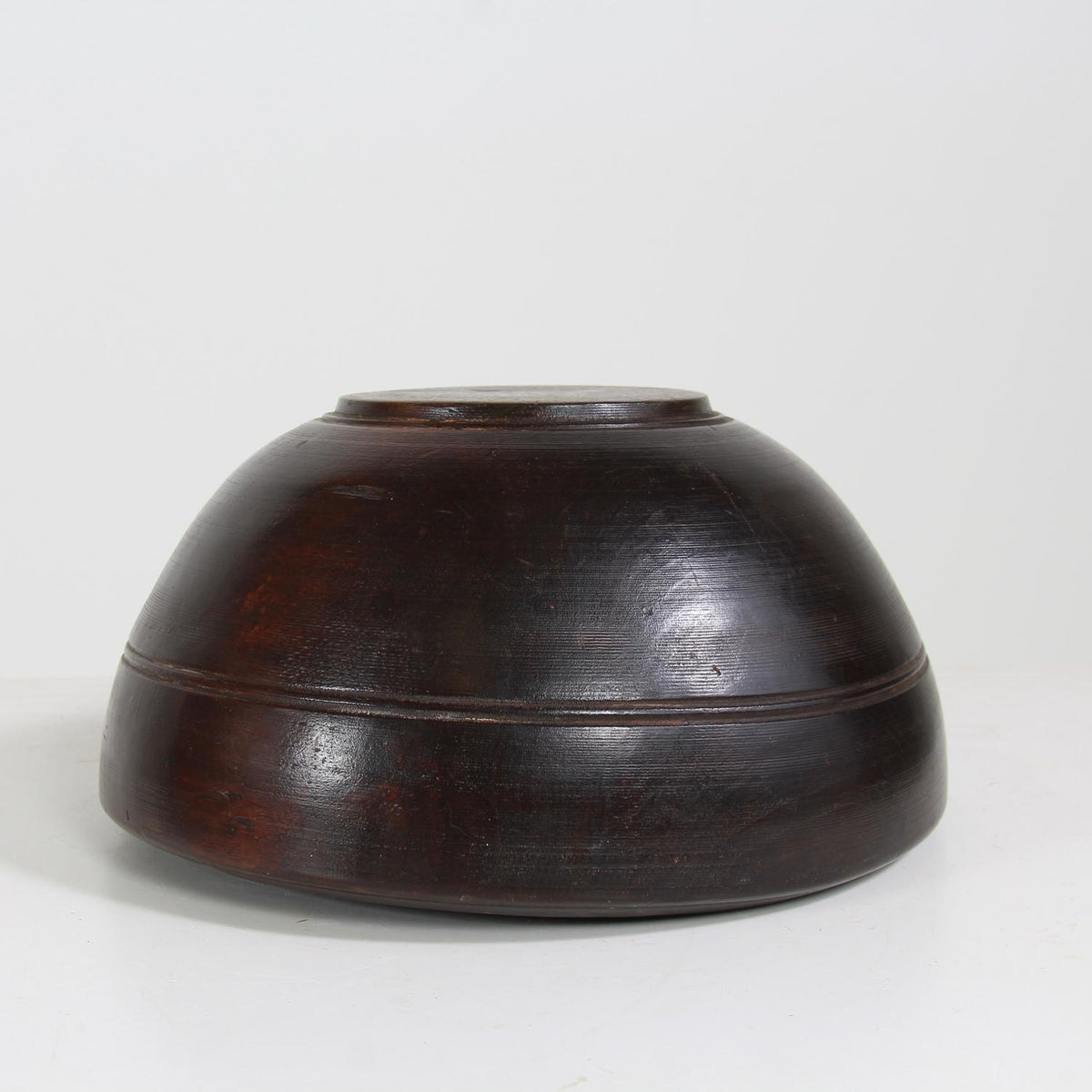 A Deeply Turned English 19thC Dark Elm Herb Chopping Bowl