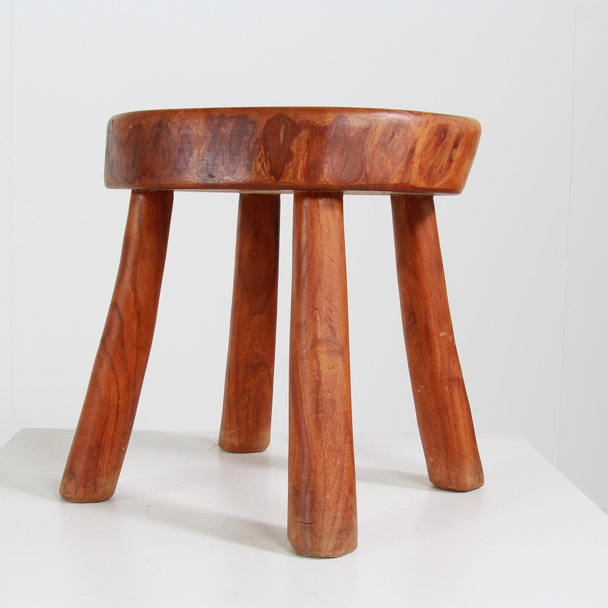 MID-CENTURY MODERN WOODEN STOOL IN THE STYLE OF CHARLOTTE PERRIAND