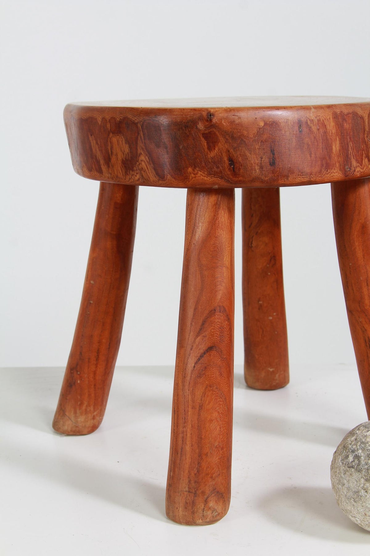 MID-CENTURY MODERN WOODEN STOOL IN THE STYLE OF CHARLOTTE PERRIAND