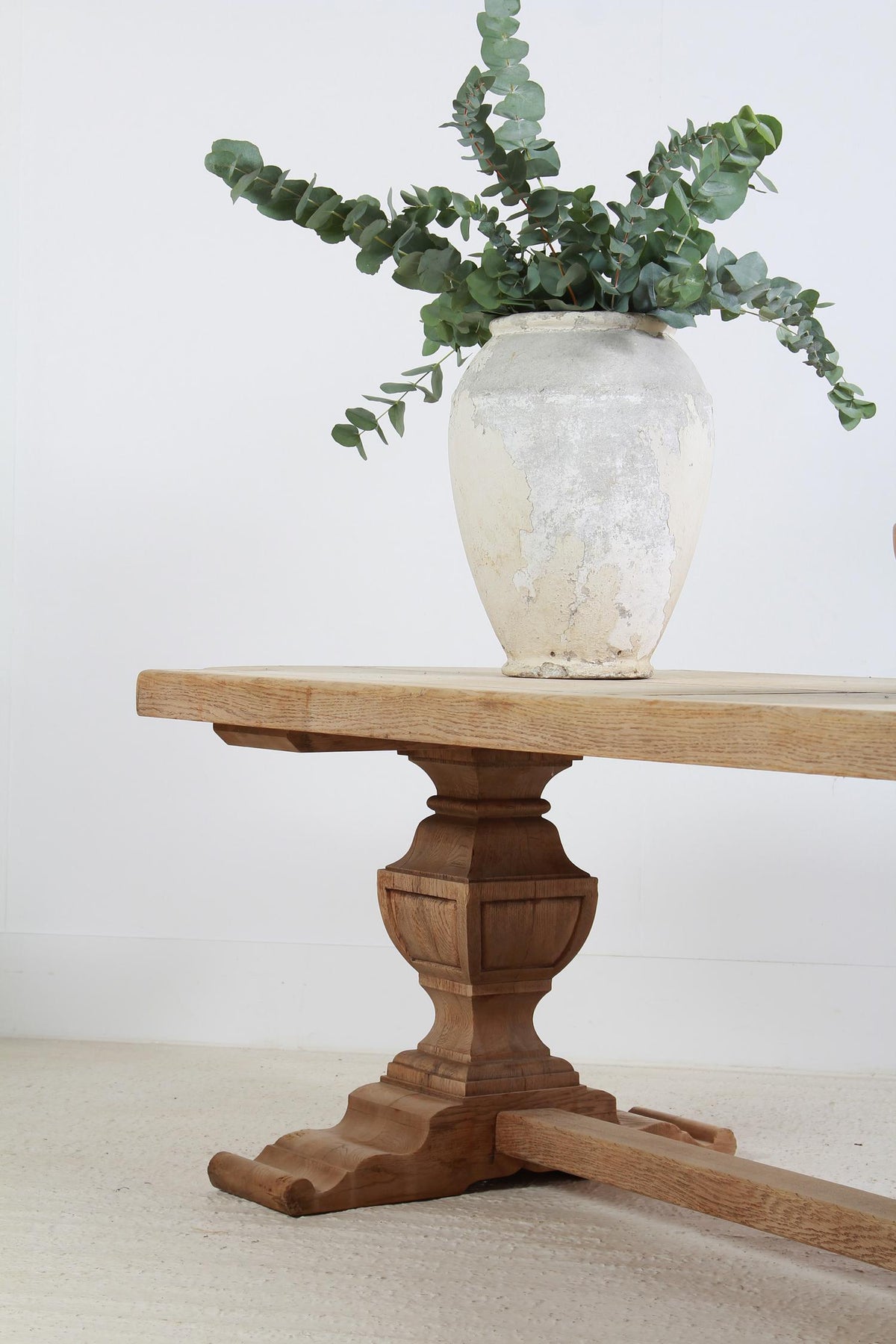 French Early 20thC Bleached Oak Sculptural Dining Table