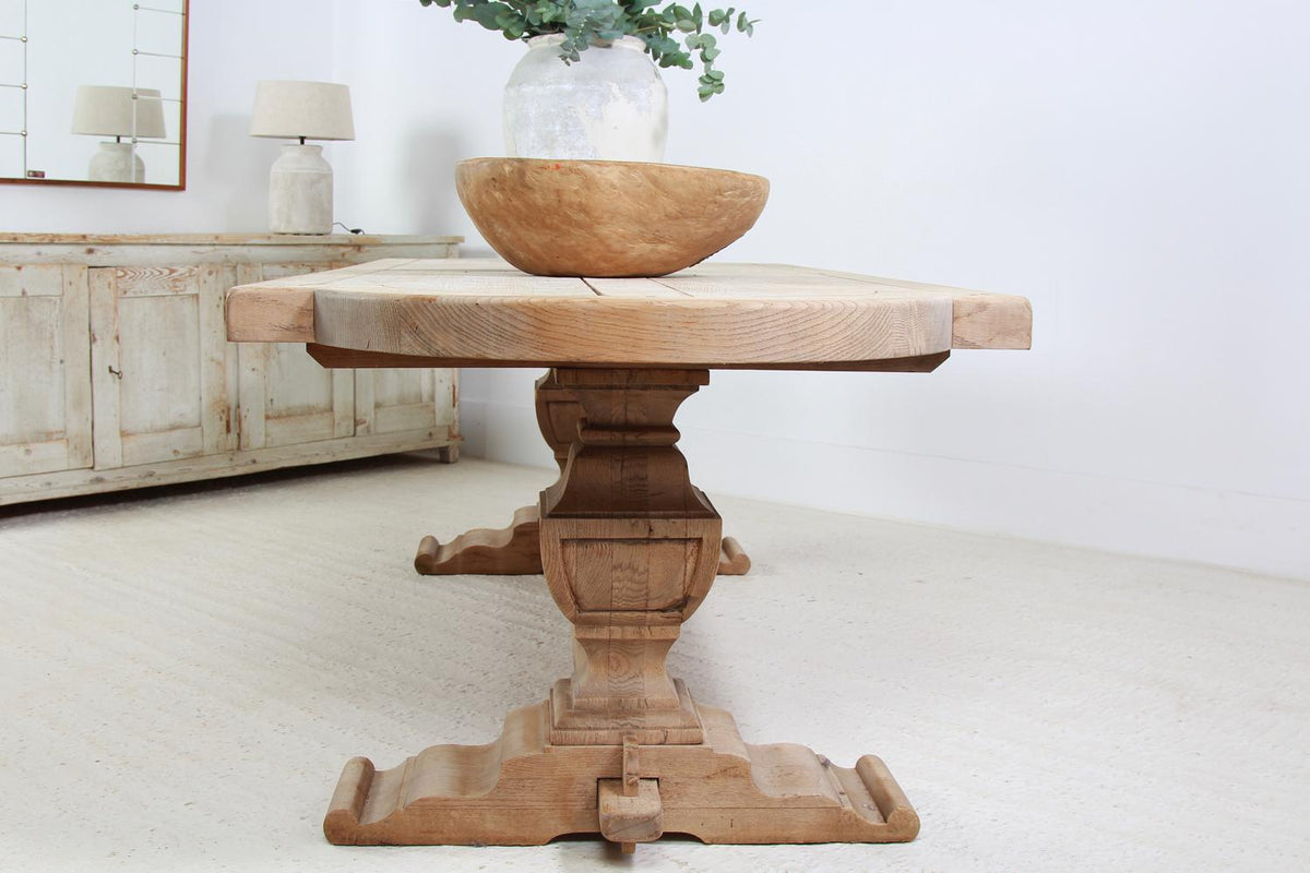 French Early 20thC Bleached Oak Sculptural Dining Table