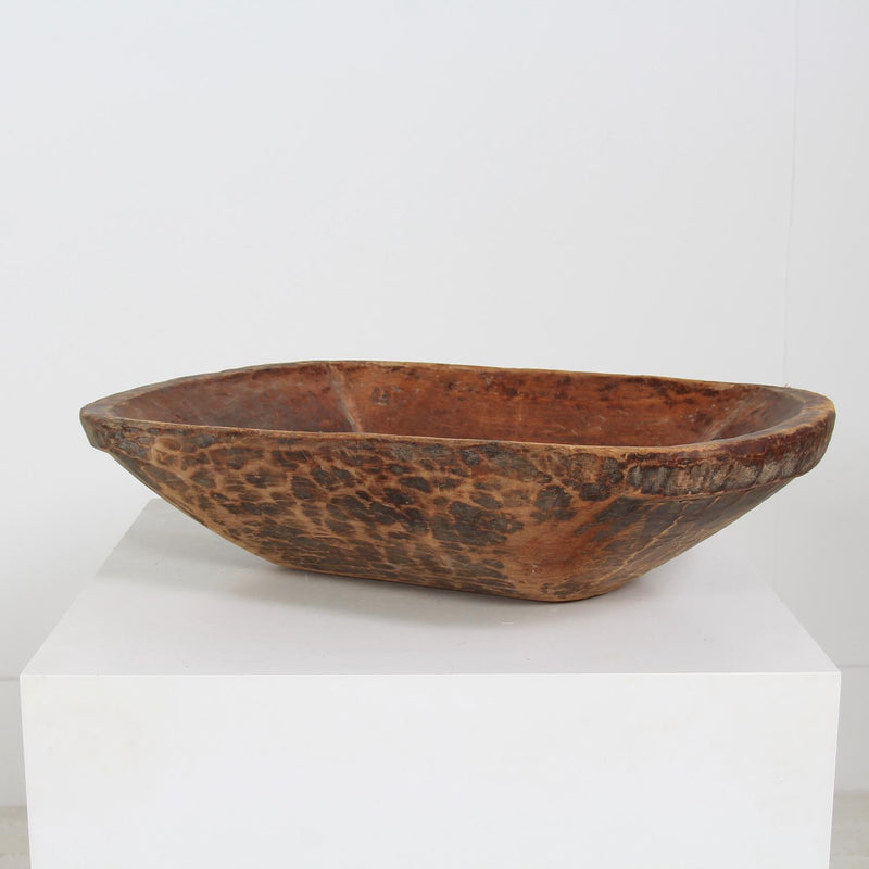 LARGE  HAND-CARVED RUSTIC WOODEN BOWL FROM IRAN