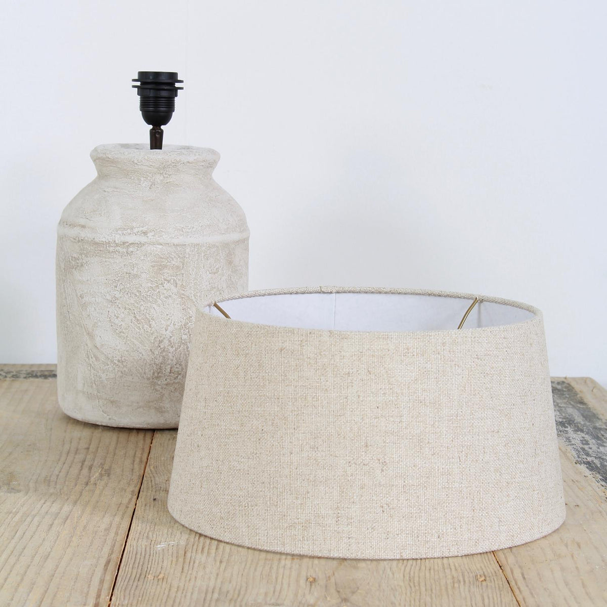 Pair of Stylish Ceramic Lamps with Belgian Linen Shades