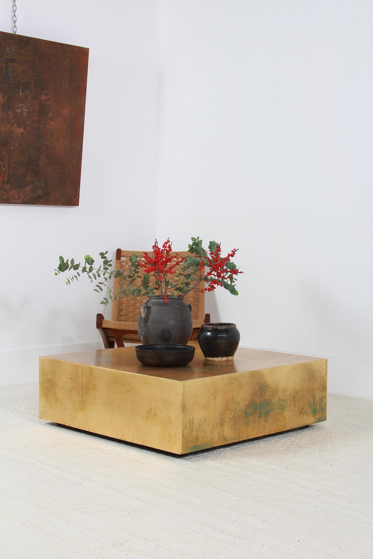 Unique Artisan Gold Leaf Low Cube Coffee Table