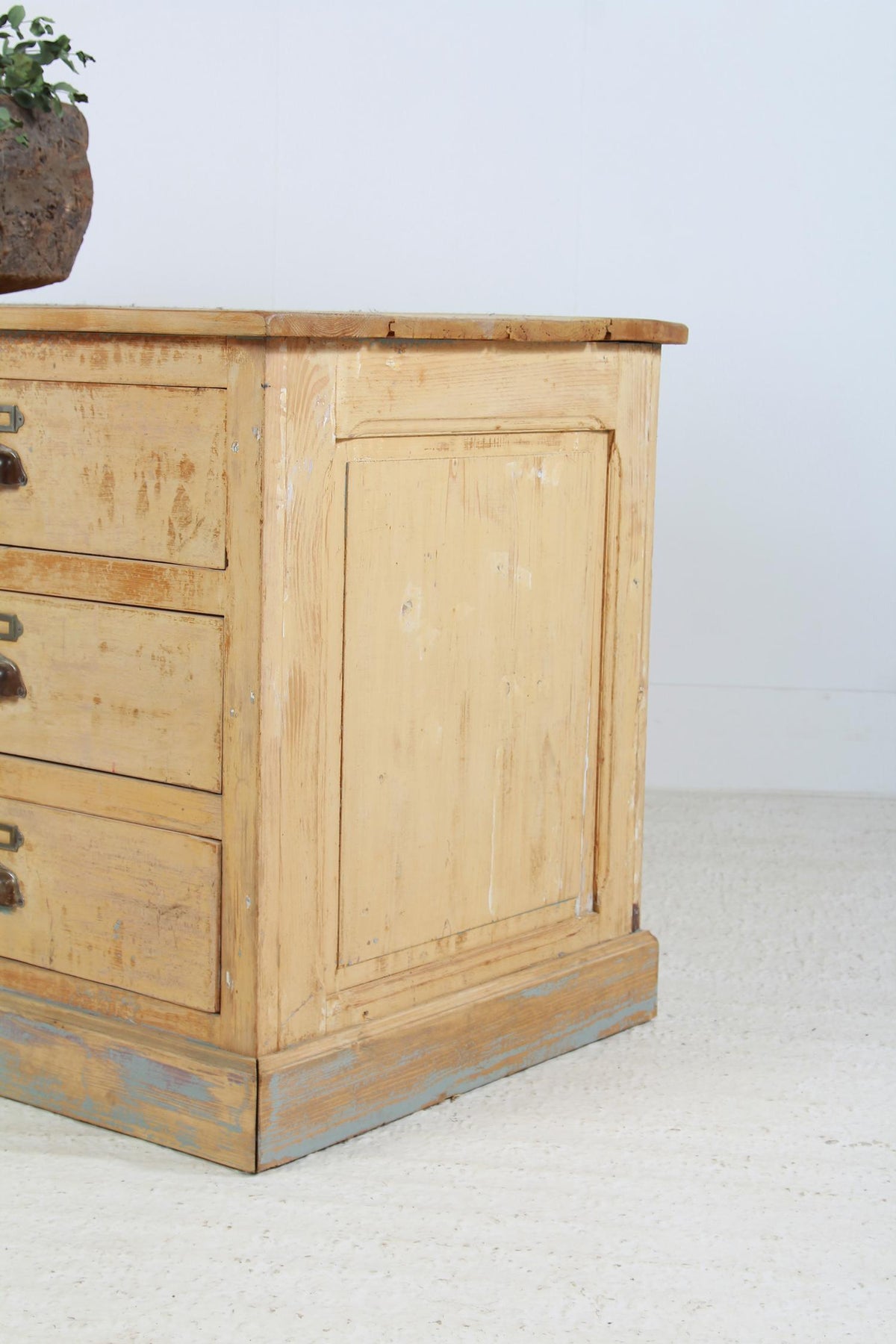 Fabulous French 19thC Original Painted  Bank Of Apothecary Drawers
