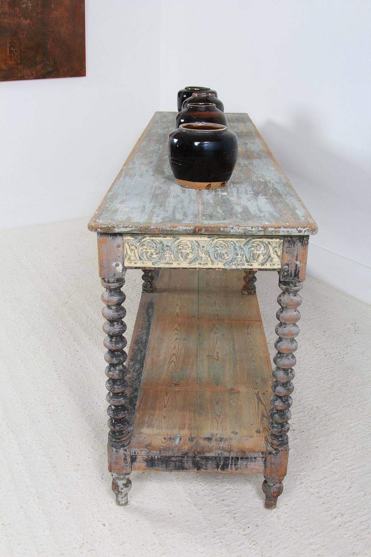 French Late 19thC Original Painted Drapers Table