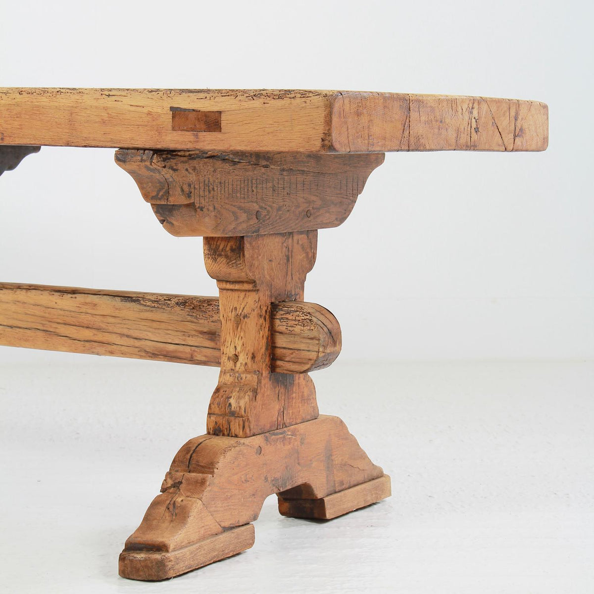 Exceptional French 19thC Country Trestle Oak Dining Table
