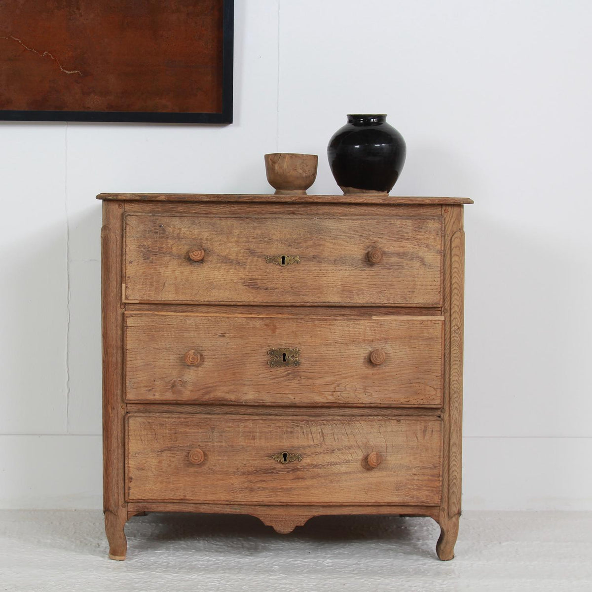 Charming 18thC Belgian Oak Serpentine Commode of Small Proportions