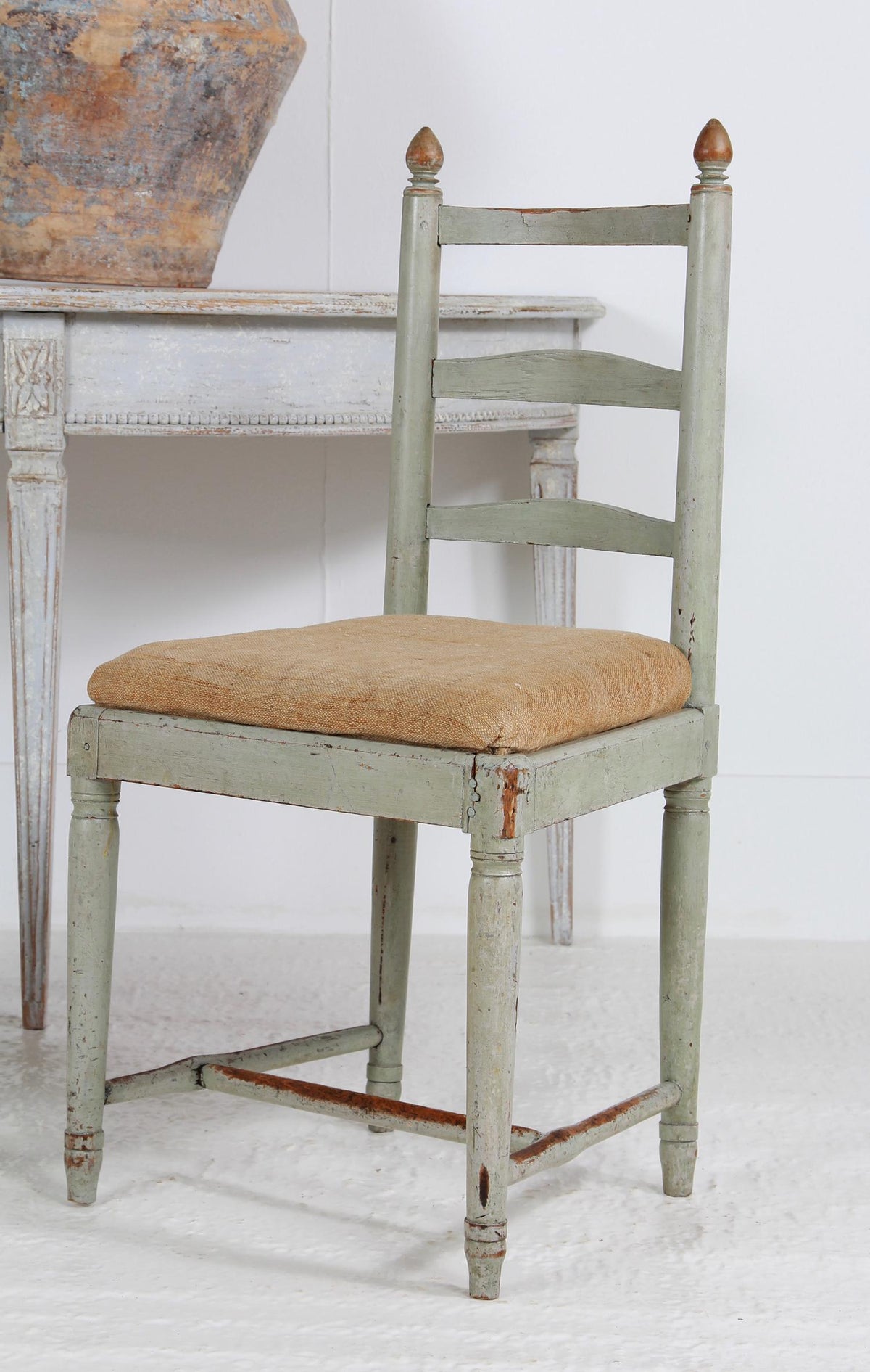 Striking Rare Pair of Swedish 18thC Gripsholm Ladder Back Chairs