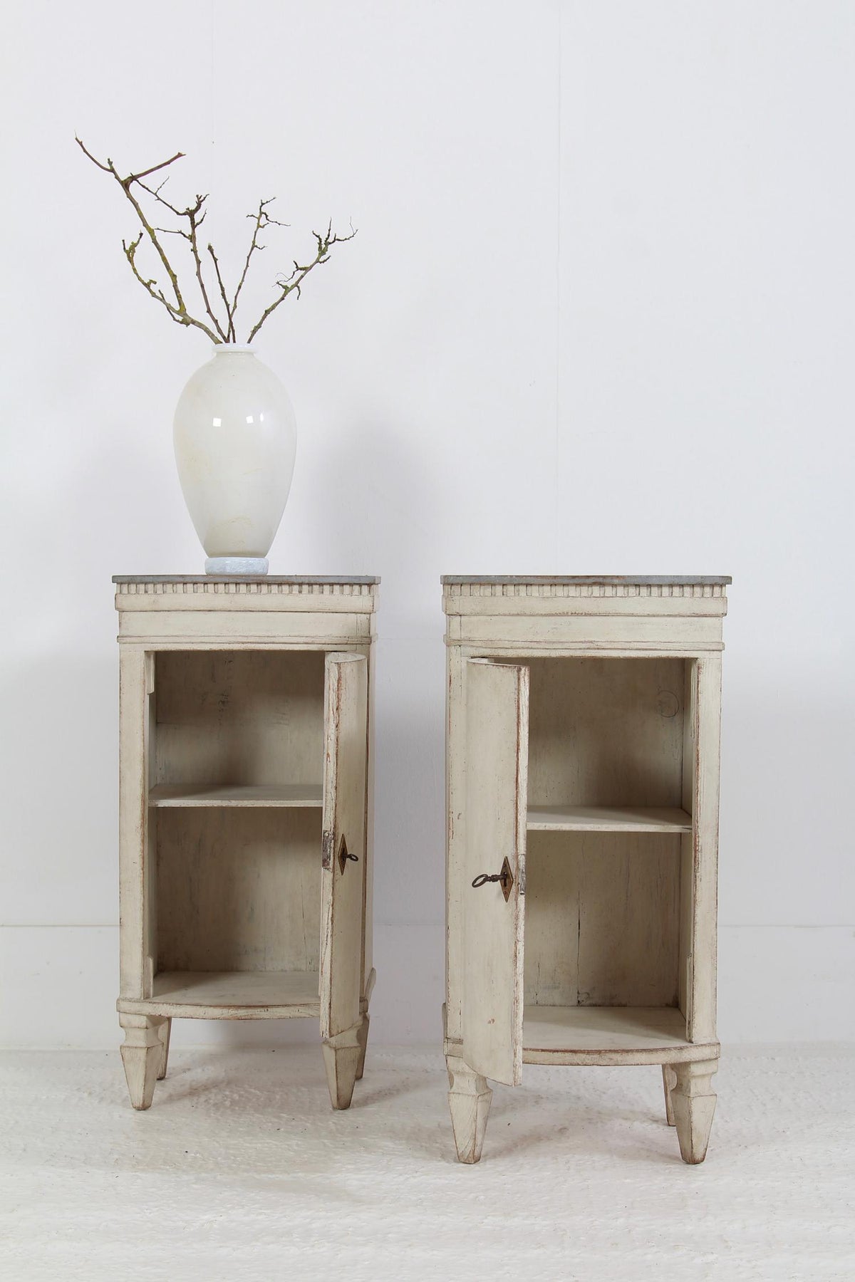 Pair of Swedish Gustavian Style Painted Bedside Cabinets