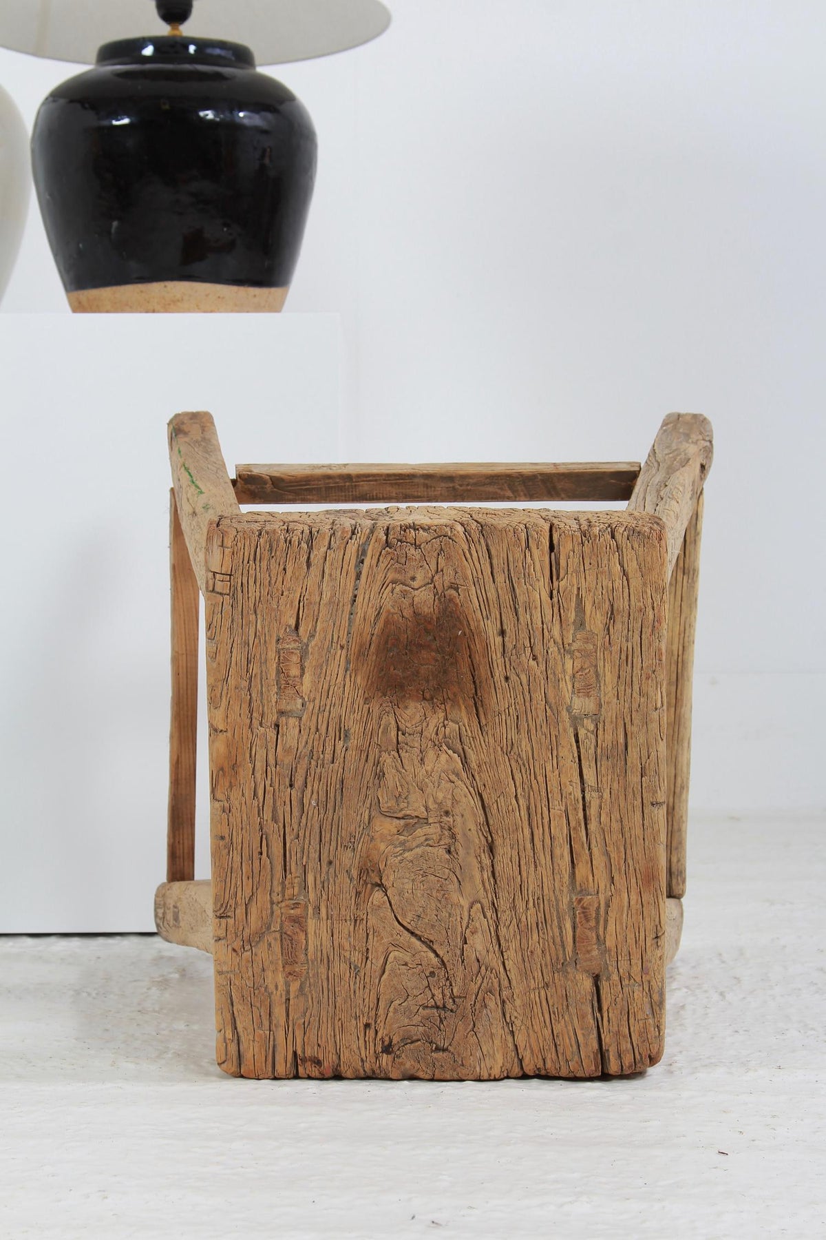 Rustic Primitive Wabi Sabi Country Elm Lamp/Side Table