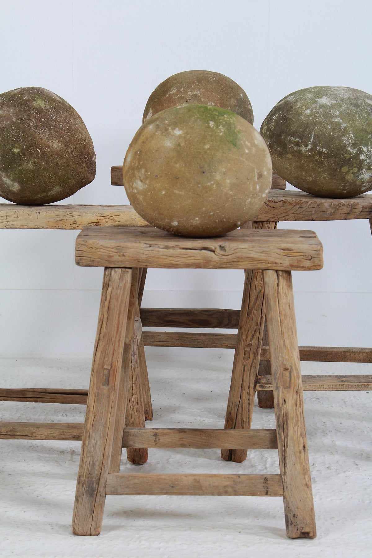 Set of Four Ancient French Architectural Carved Stone Balls