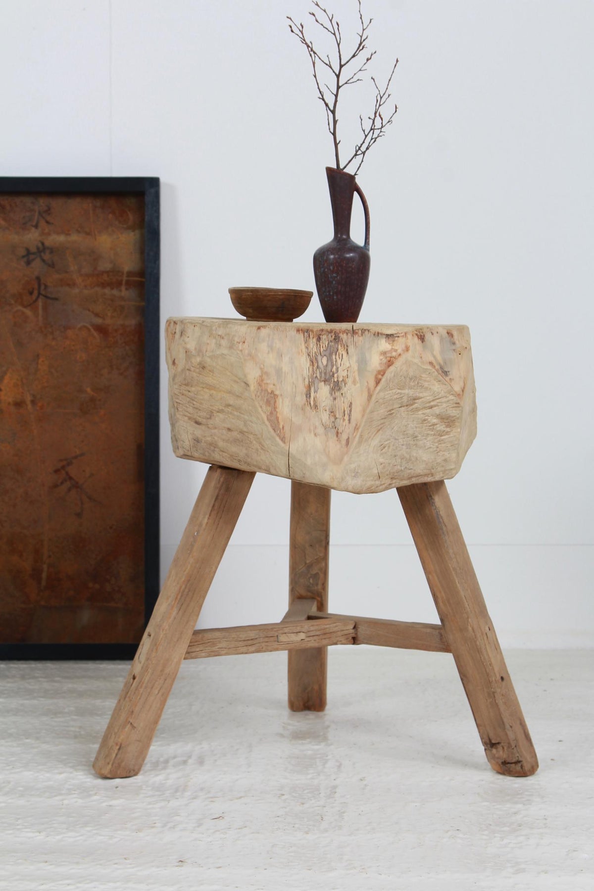 RUSTIC PRIMITIVE GNARLY ELM BUTCHERS BLOCK TABLE