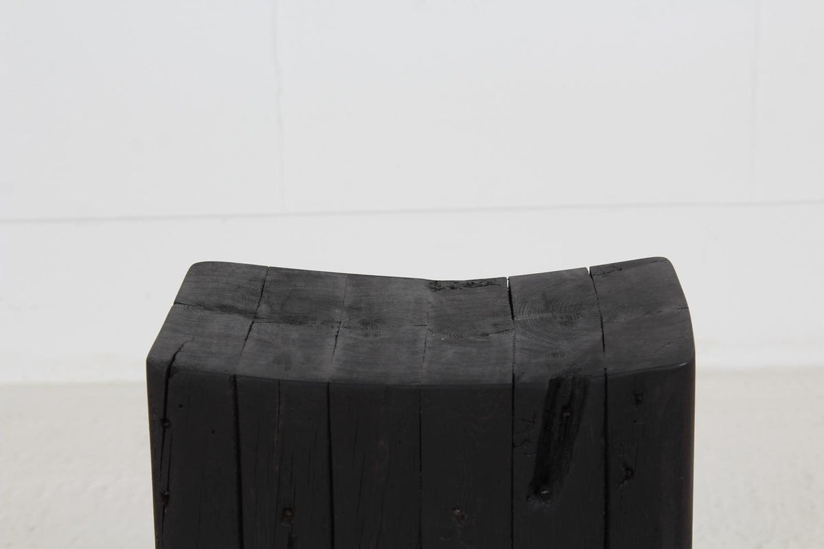 Set of two ARTISAN Japanese INSPIRED Ebonized WOODEN STOOLS