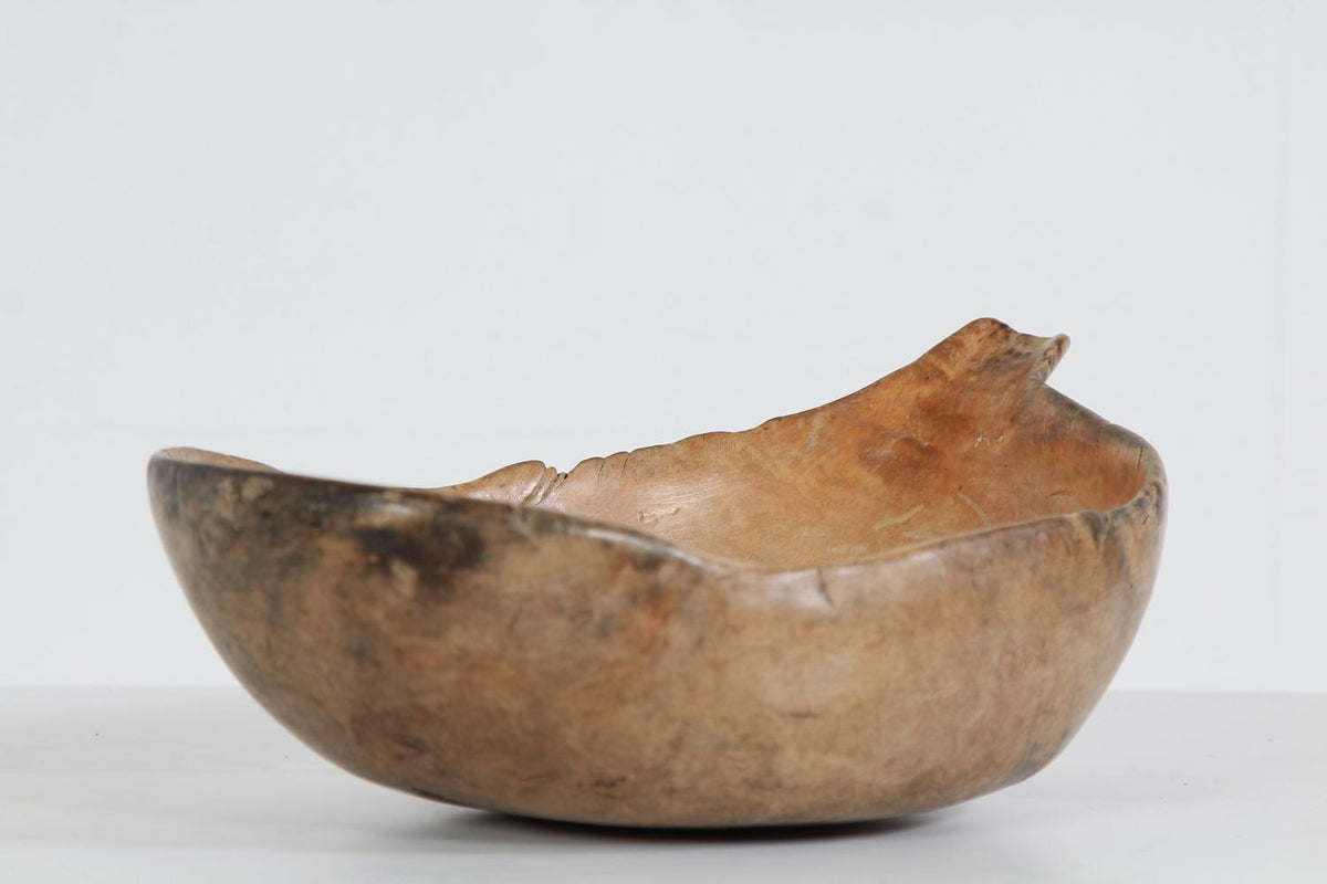 A Very Rare Swedish Organic 19thC Spouted Root Bowl
