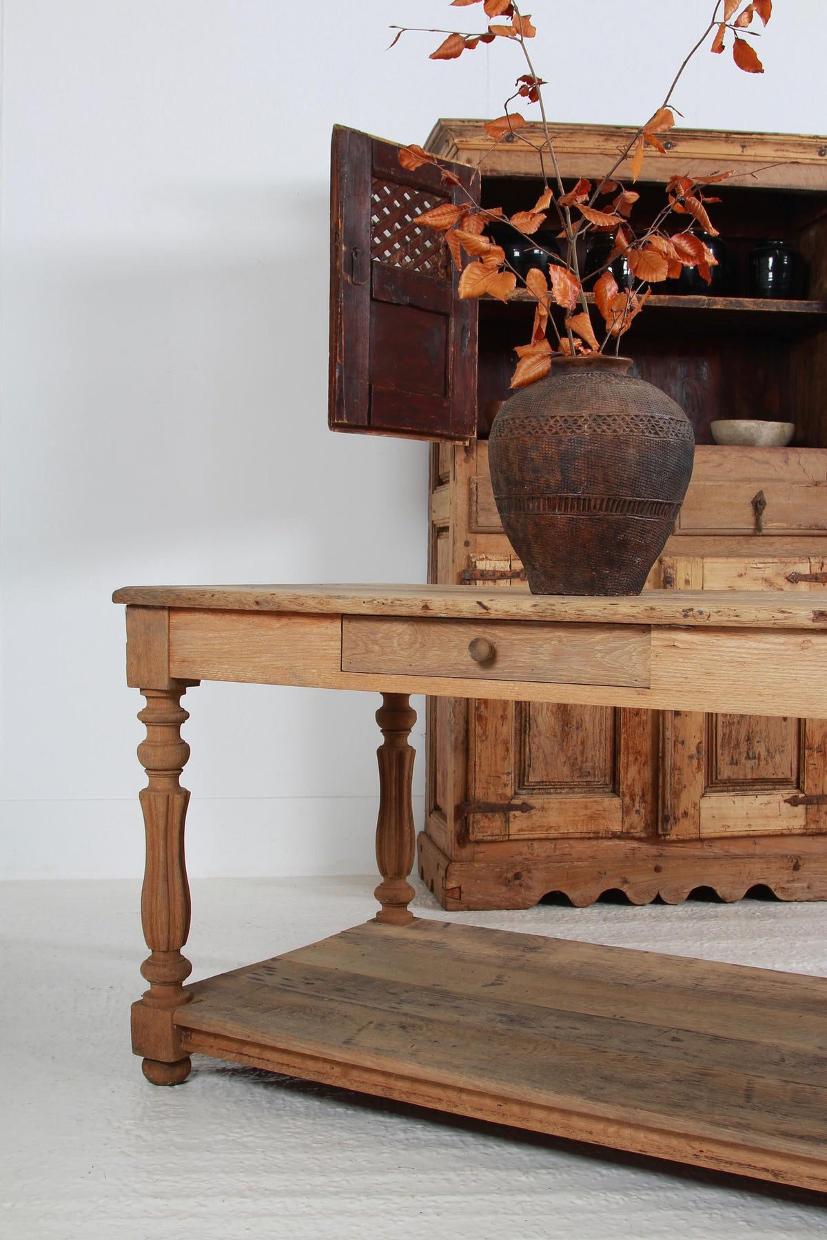 Stunning FRENCH 19THC BLEACHED  OAK DRAPER/CONSOLE TABLE