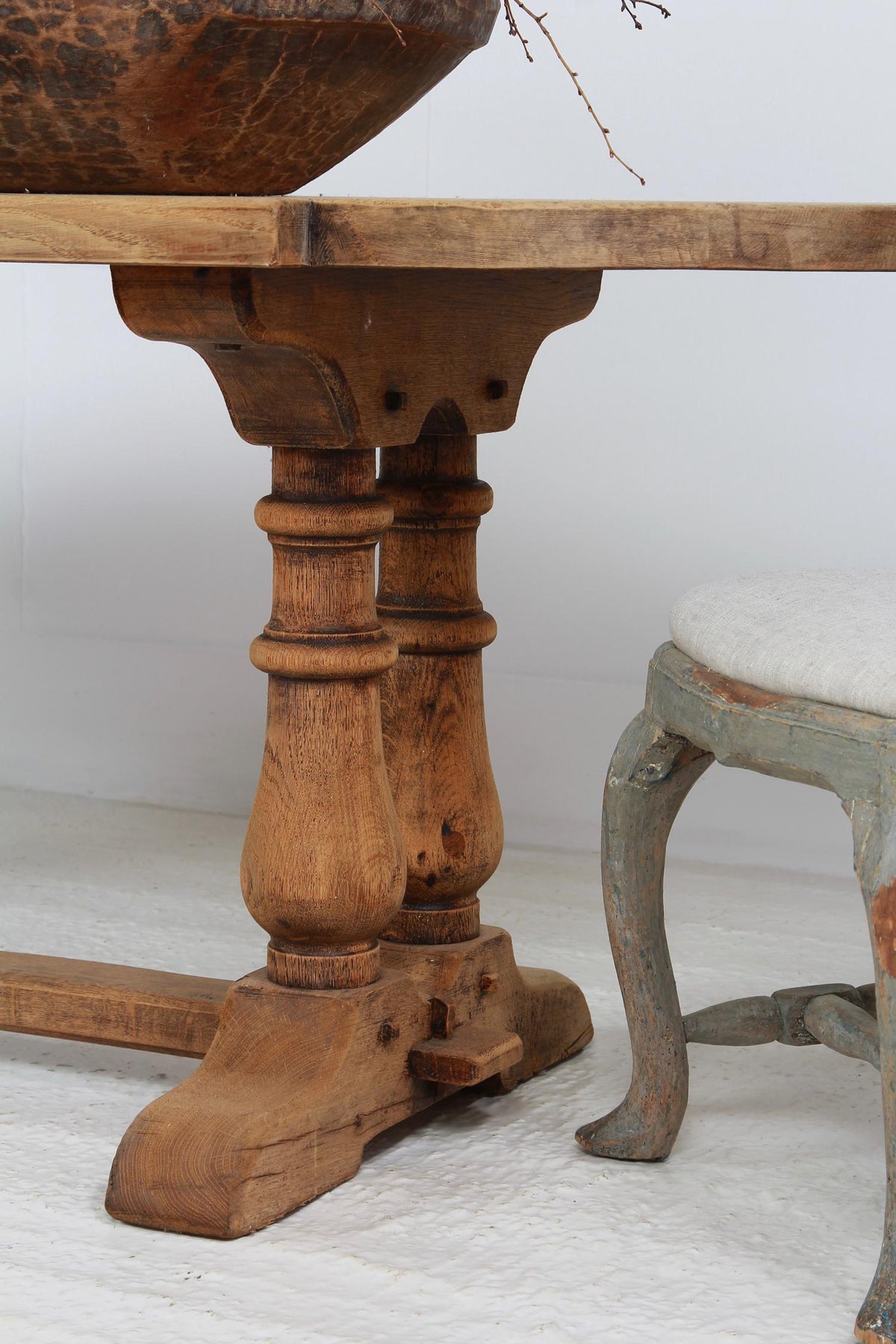 Architectural BELGIAN BLEACHED OAK DINING/CONSOLE TABLE