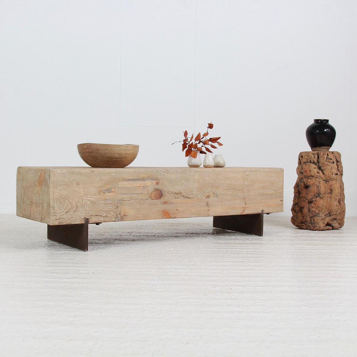 A VERY UNIQUE minimalist ELM  WABI SABI BENCH/COFFEE TABLE