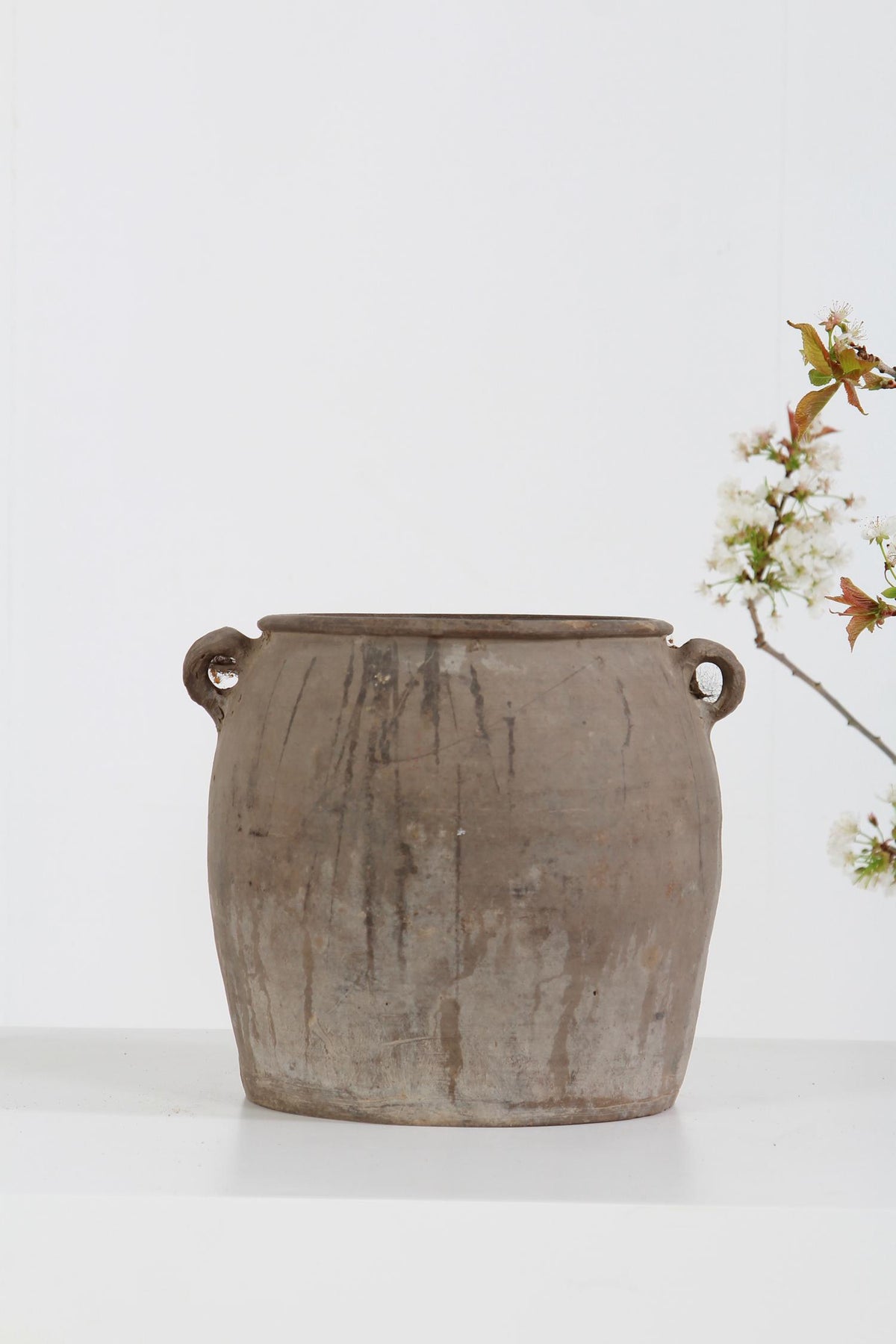 Unglazed Hand Crafted Chinese Storage Jar with Handles