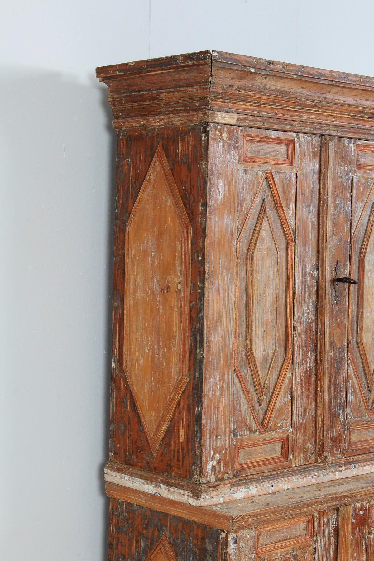 Stunning Swedish Baroque 18thC Cabinet Scraped to Original Paint