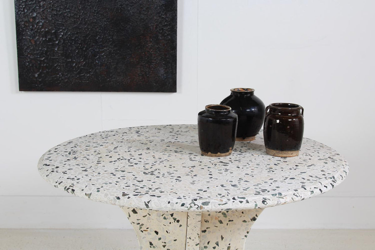 Stunning Italian Vintage Sculptural Round Terrazzo Centre/Dining Table