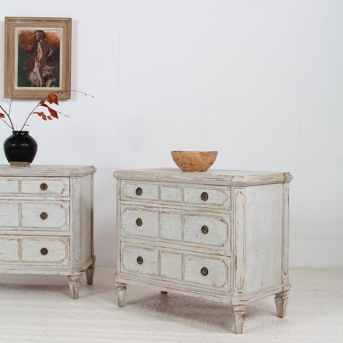 A Very Quaint Pair of Swedish Gustavian Style  Painted Commodes