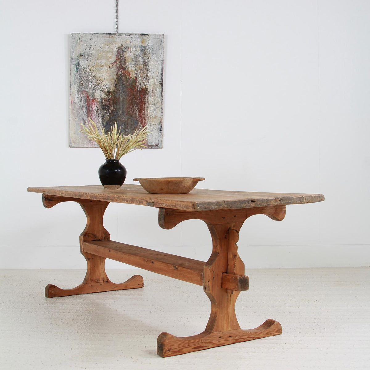 Mid 18thC Northern  Swedish Country House Pine Trestle/Dining  Table
