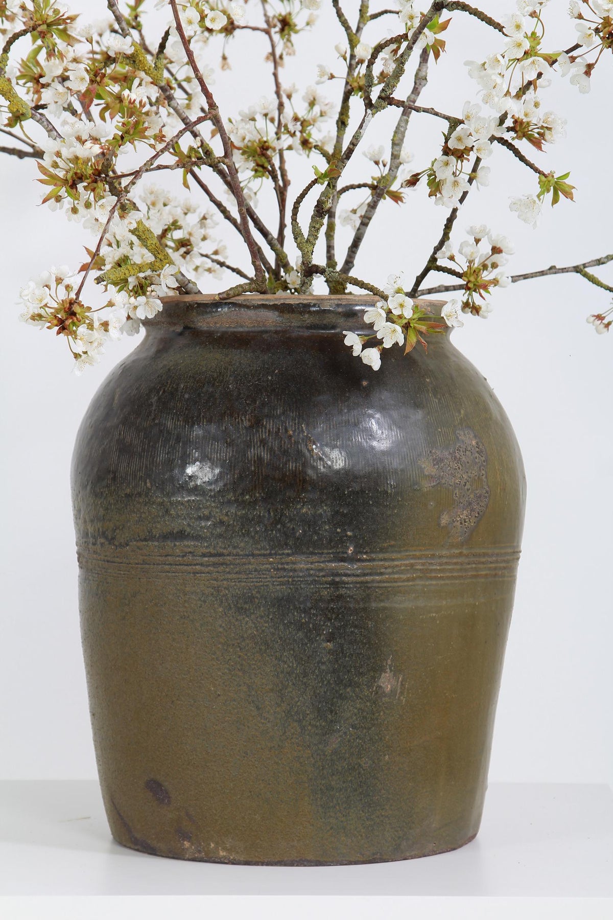 Antique Handmade Chinese Glazed Storage Jar