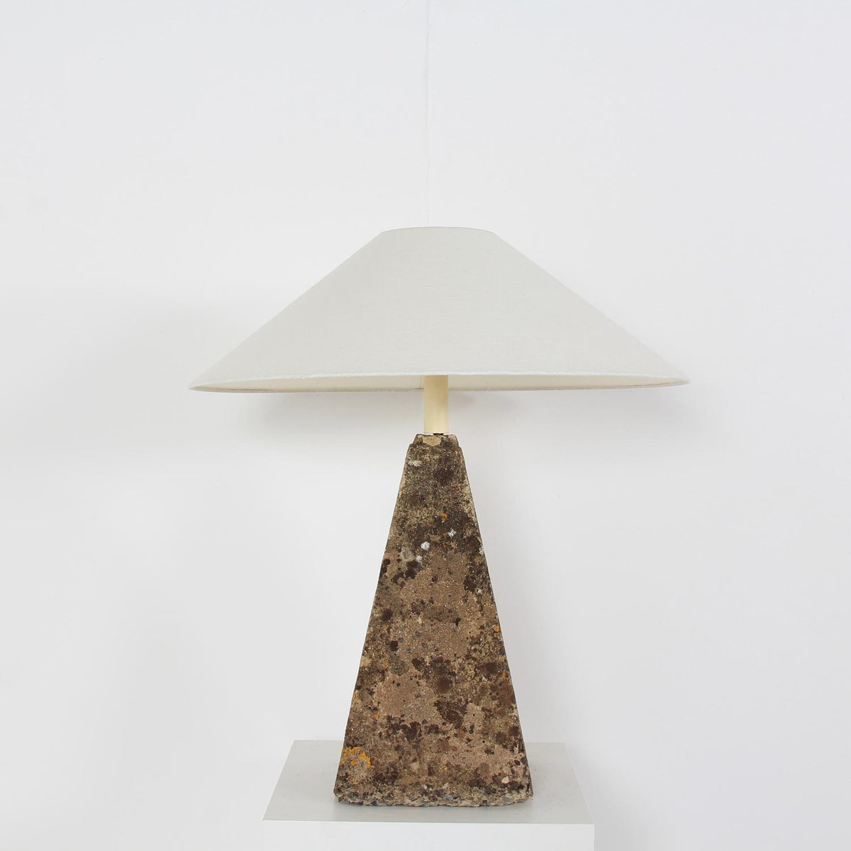 A Very Unique Cotswold Composite Stone Lamp with Empire White Linen Shade
