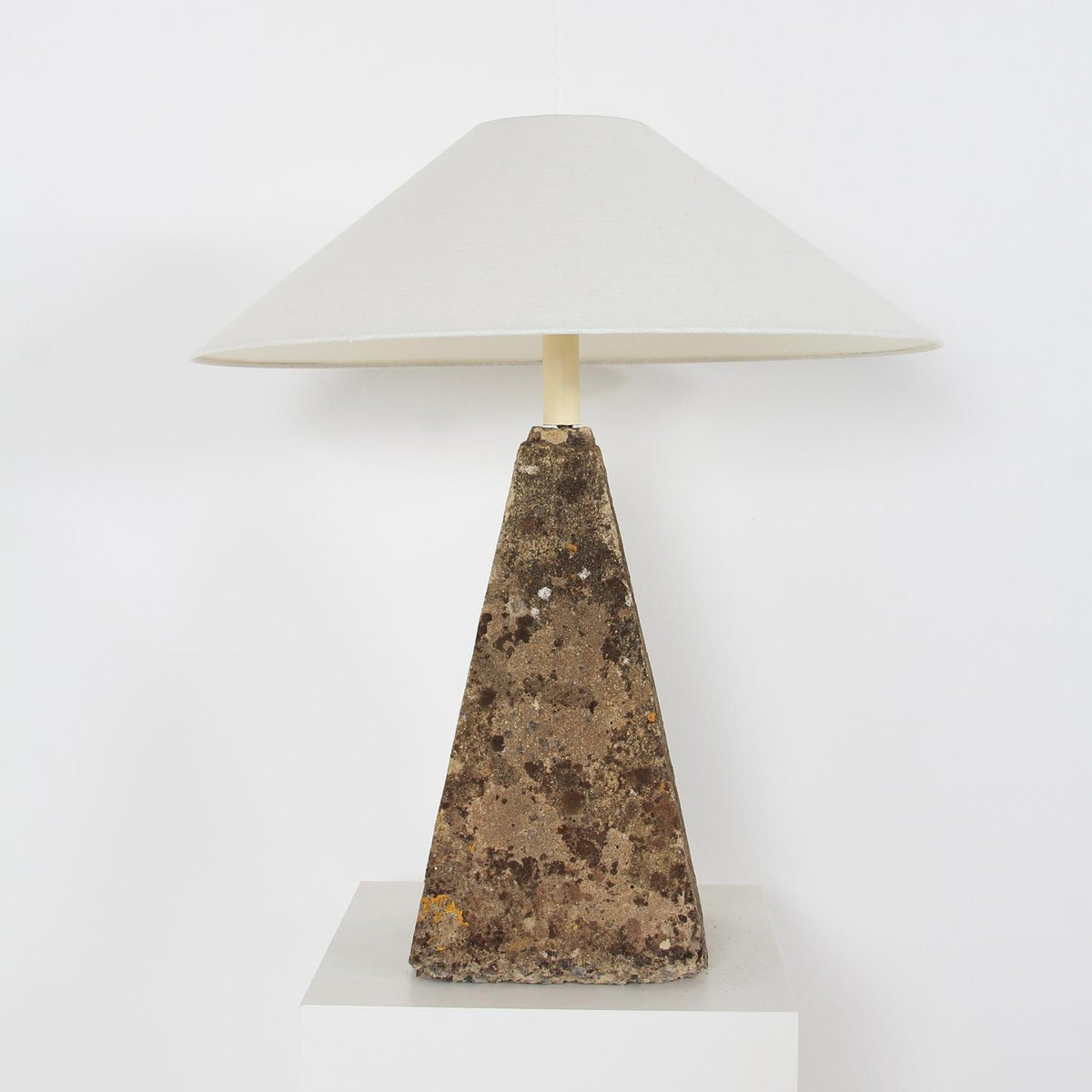 A Very Unique Cotswold Composite Stone Lamp with Empire White Linen Shade