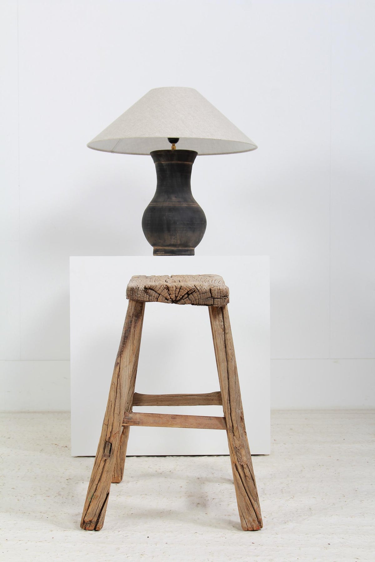 Rustic and Gnarly Weathered  Elm Stool