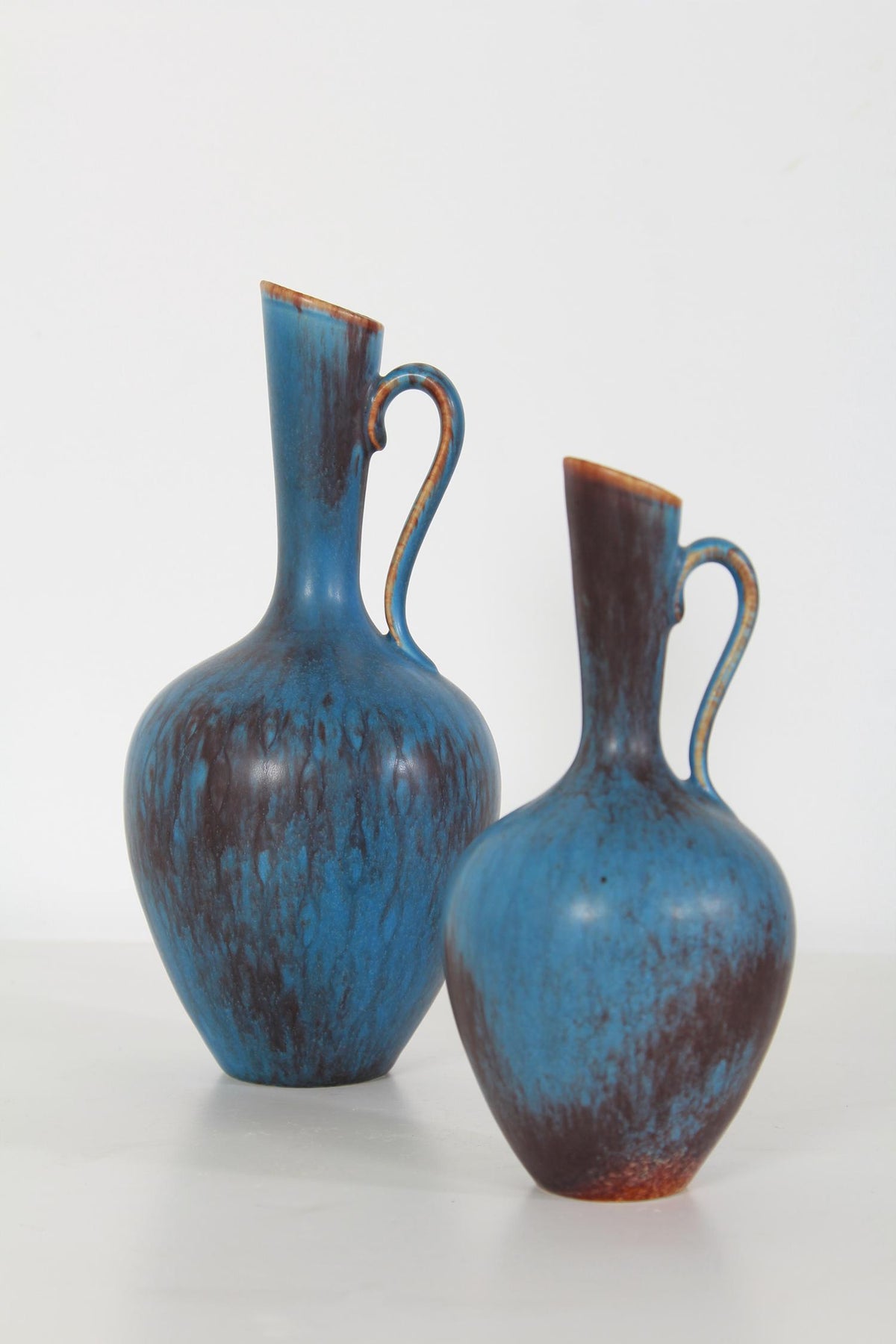 Collection of Two Gunnar Nylund Ceramic Powder Blue Jugs
