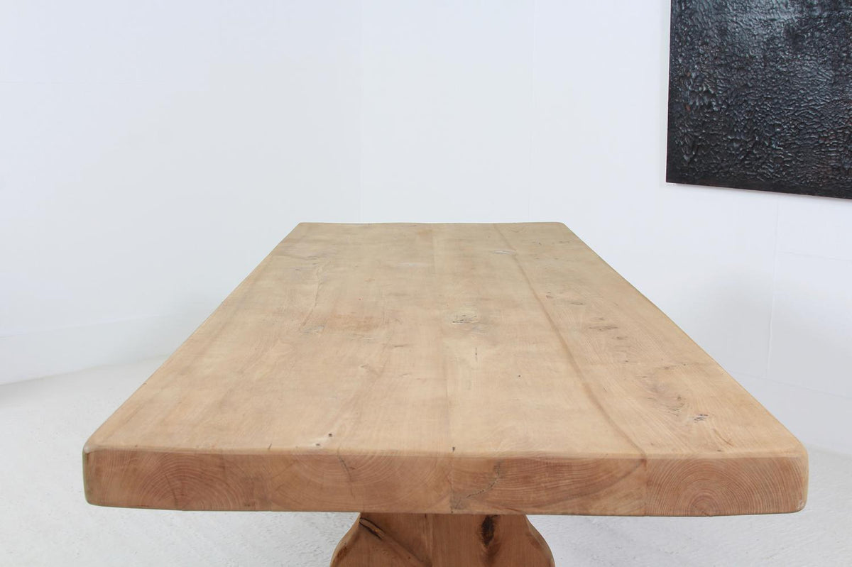 Impressive 19th Century French Bleached Oak Monastery Trestle Table