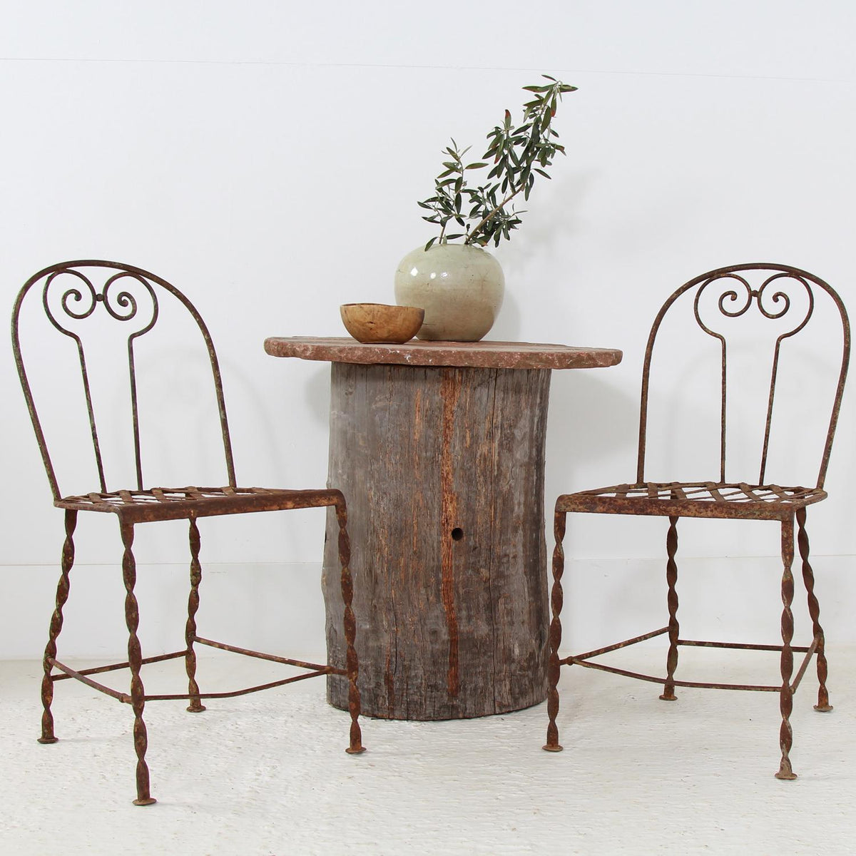 Beautiful Pair of French Wrought Iron Garden Chairs