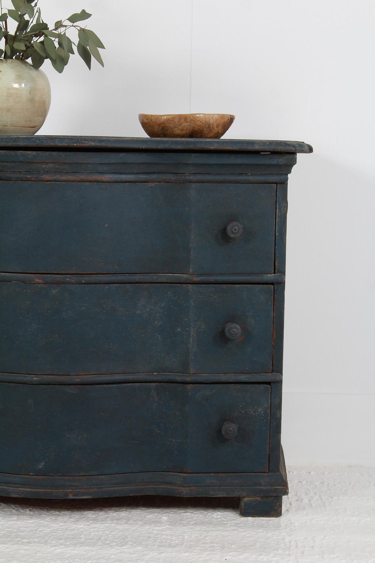 Danish 19thC  Three-Drawer Painted Commode with Serpentine Front