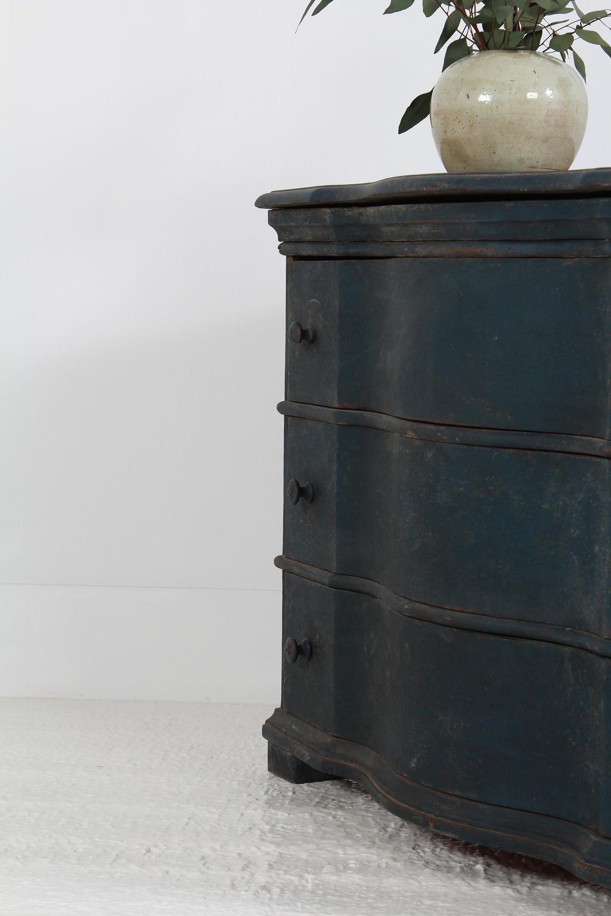 Danish 19thC  Three-Drawer Painted Commode with Serpentine Front
