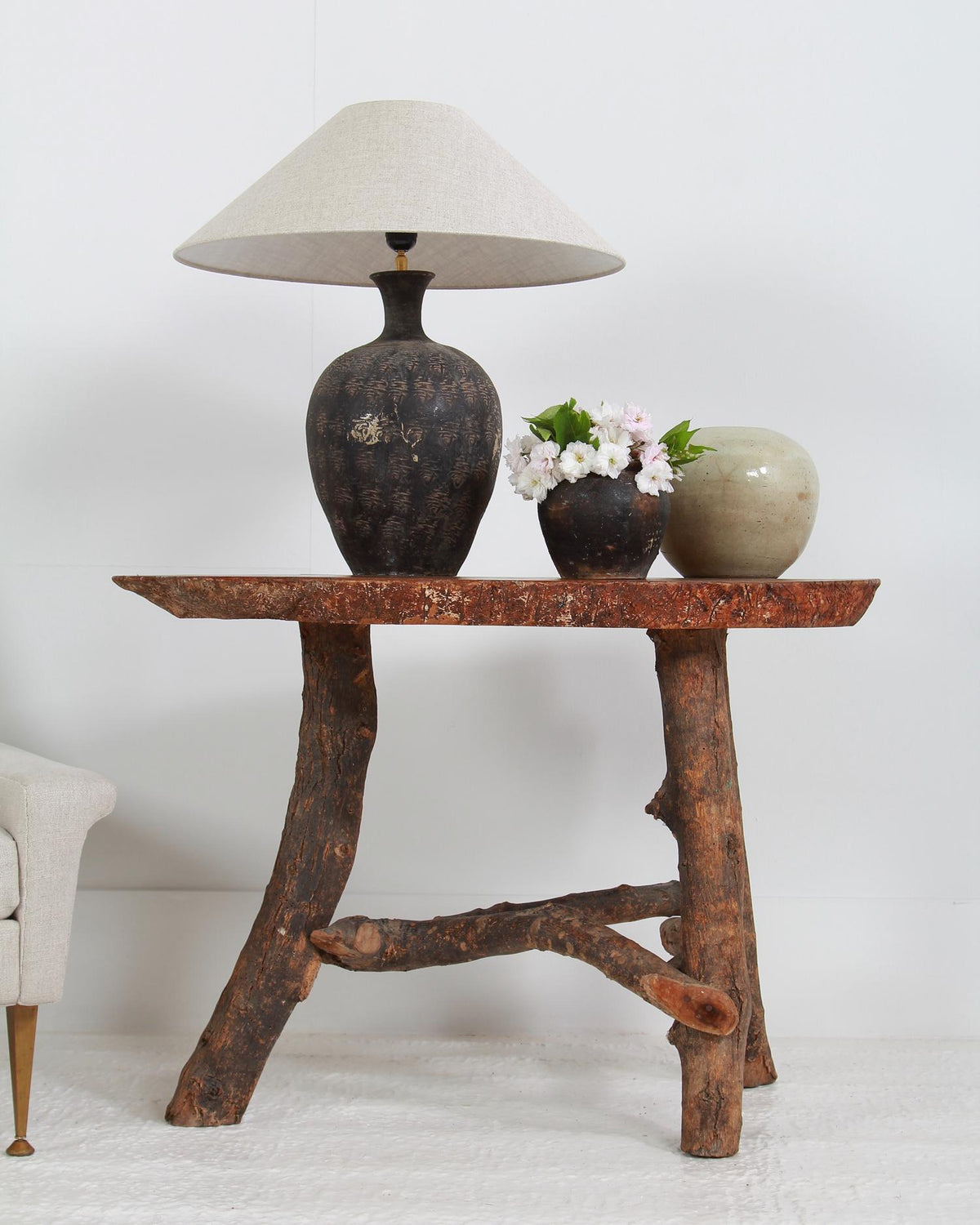 Unique French 19thC  Olive Wood Top Lamp Table