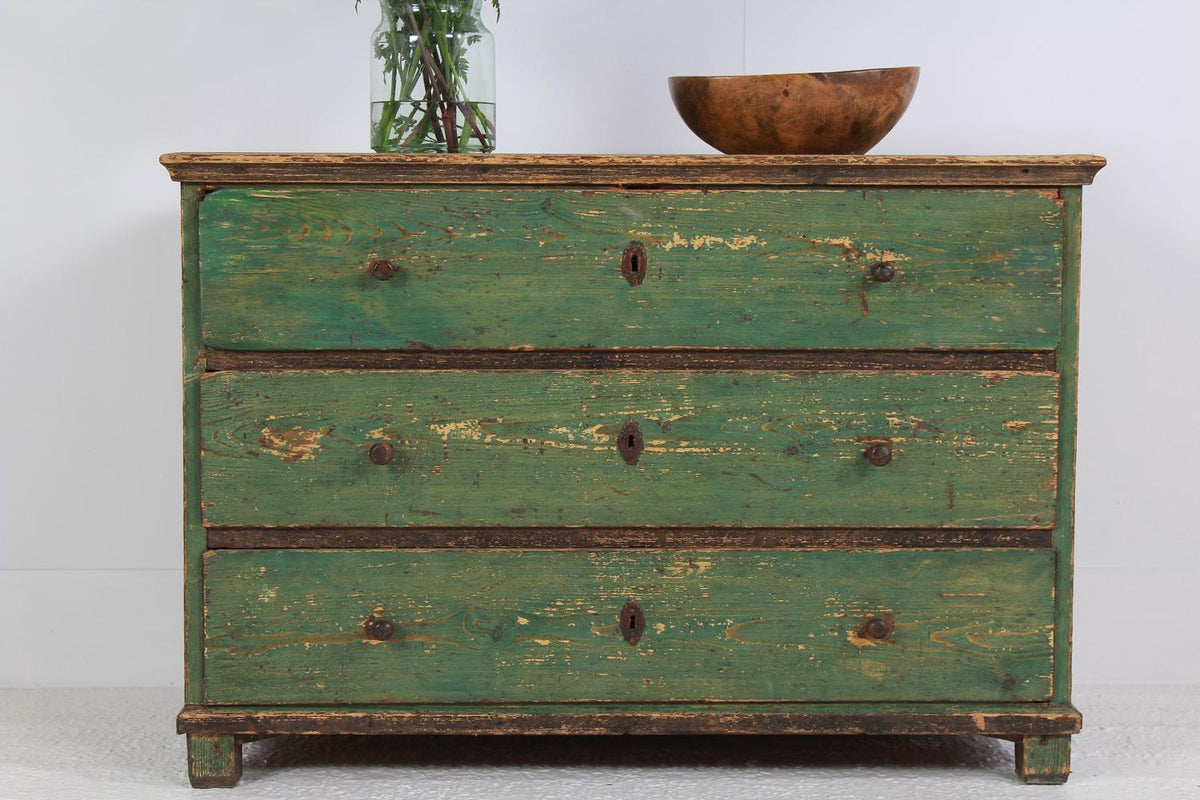 Grand Scale 19thC  Continental  Original Painted Chest of Drawers