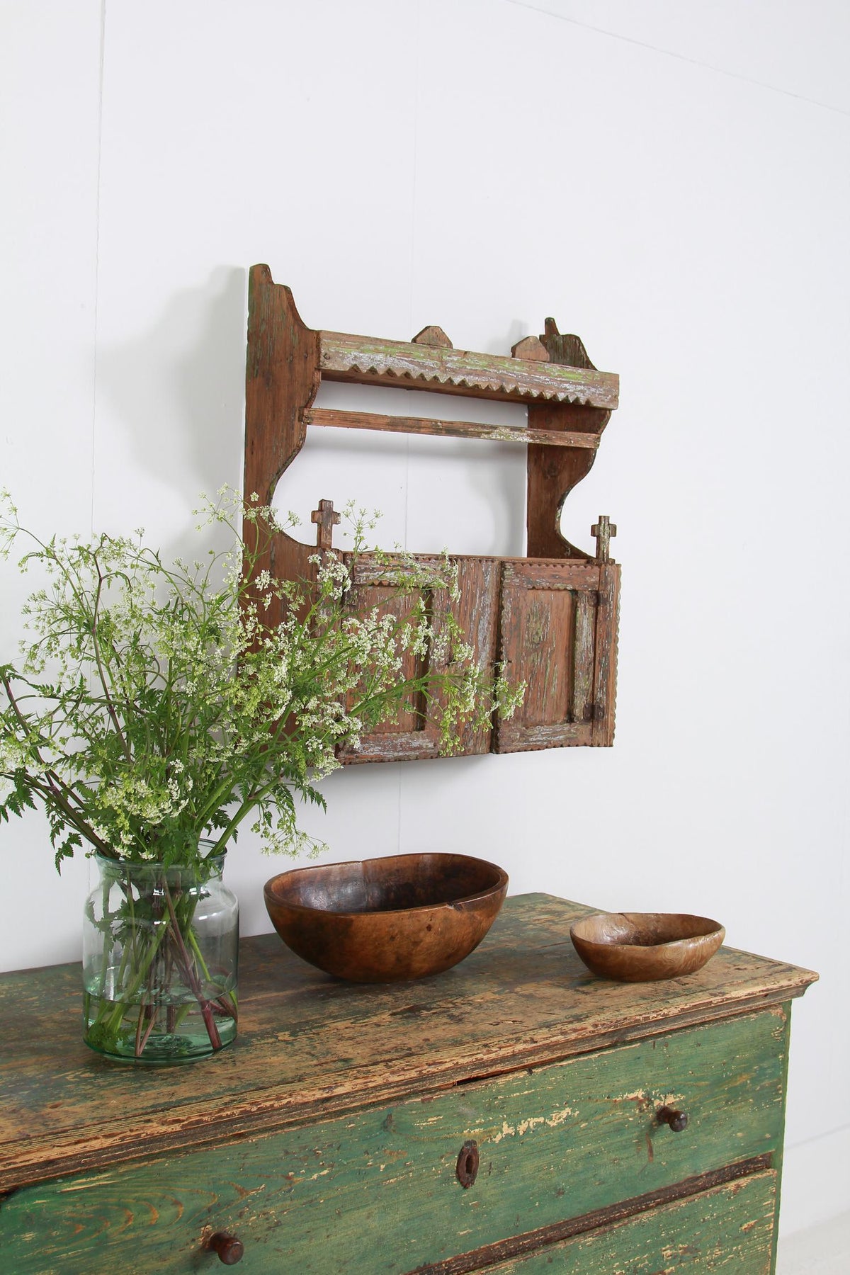 Rustic Country Hutsul Spice Shelf with Original Paint