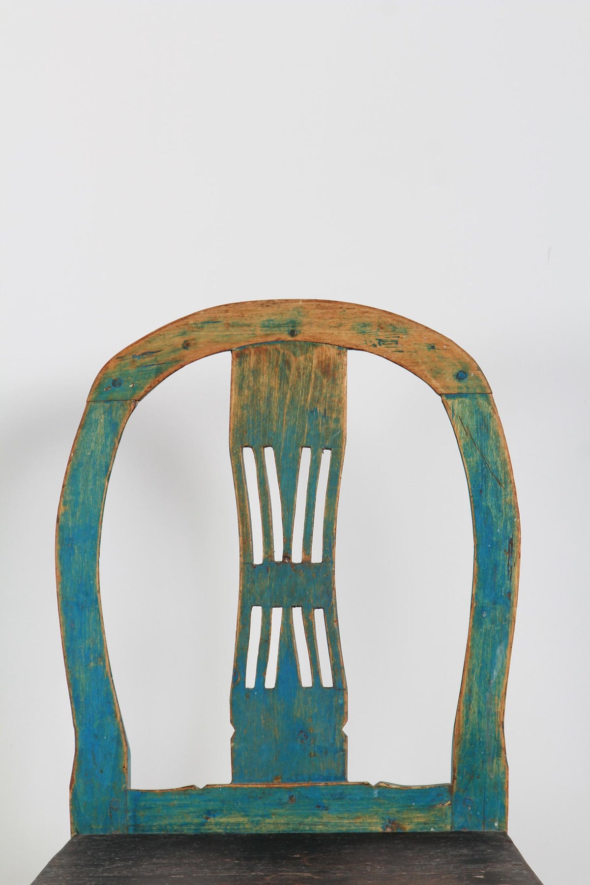 Simple Swedish Country Side/Display Chair in Original Blue Patina
