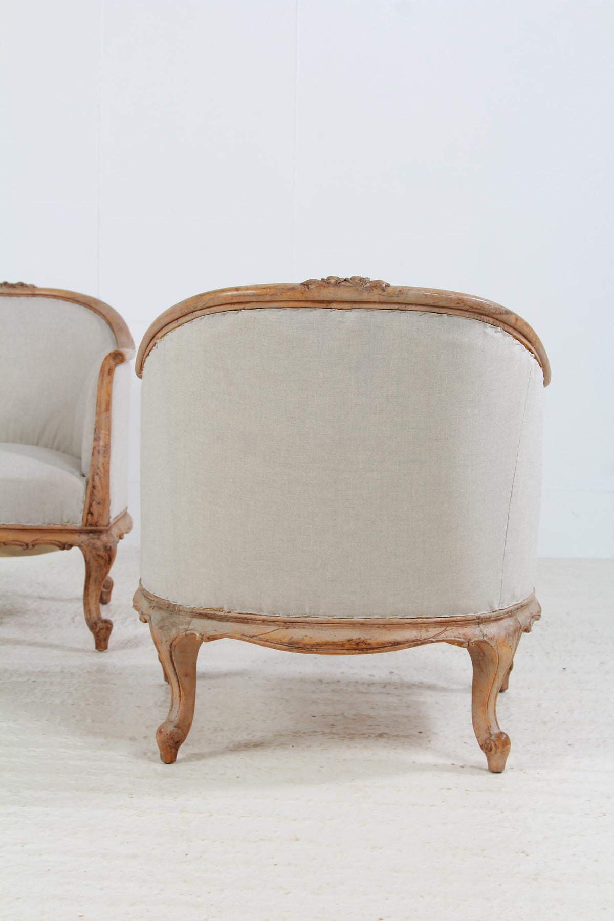 Exquisite Pair of Swedish Barrel Back Bergere Armchairs in the Original Patina