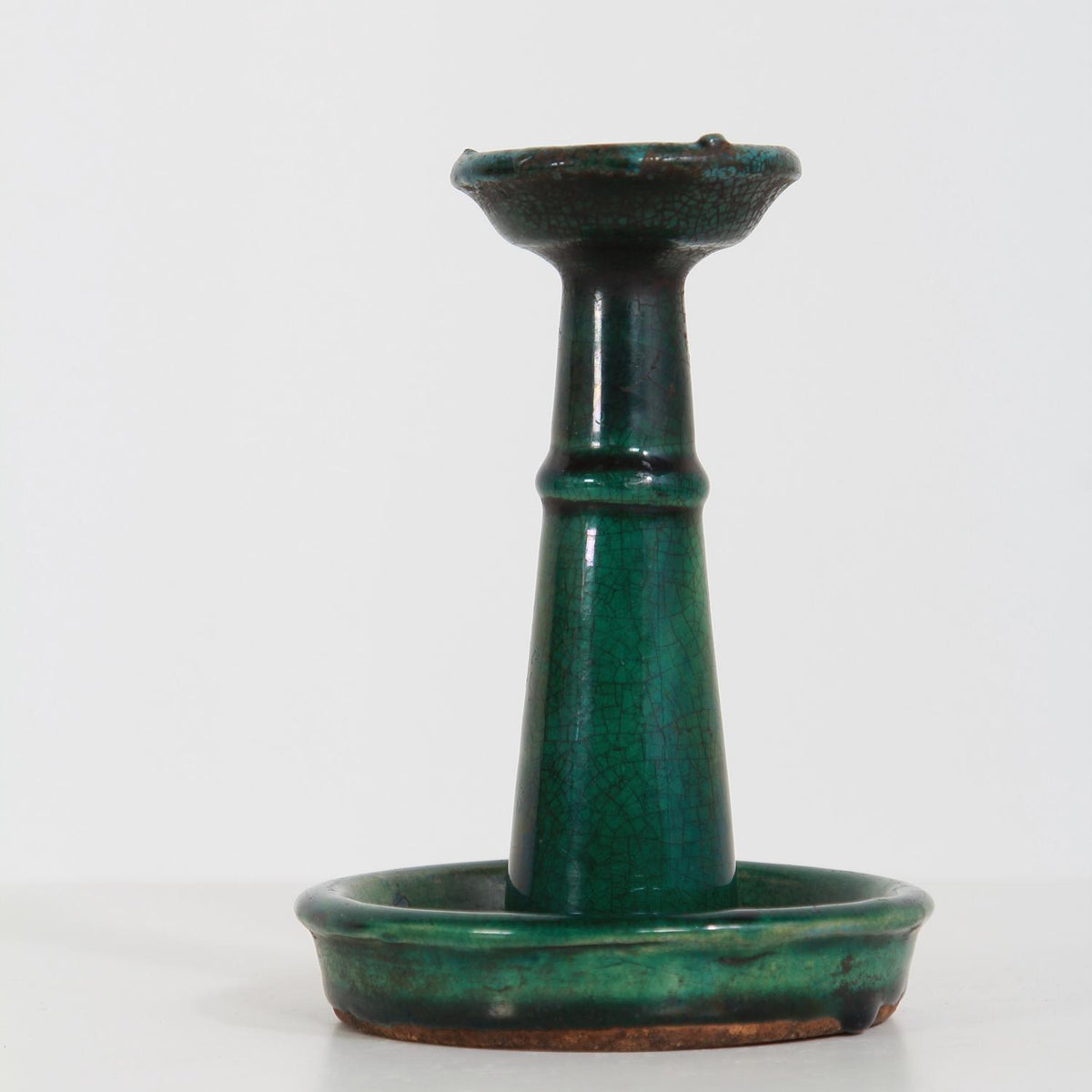 Collection of Three Earthenware Turquoise & Green Candle Holders